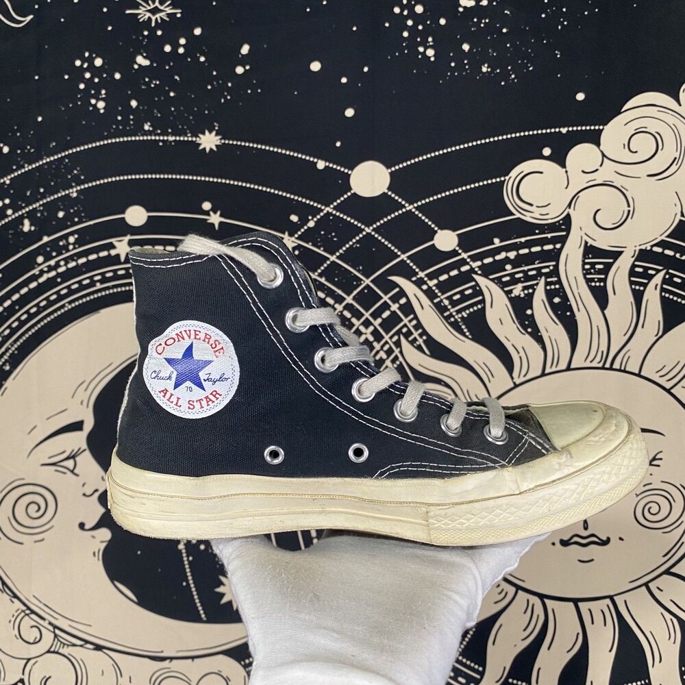 CDG Converse Womens 7 High Top Black Streetwear Y2K Casual Preppy - Picture 3 of 6